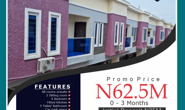 4 BEDROOM TERRACE DUPLEX, CREEK AVENUE COURT PHASE 2, IKOTA, LEKKI