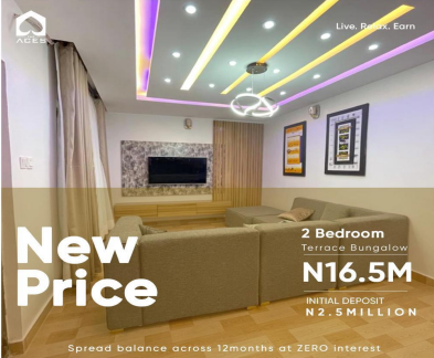 Governors Consent  Prices:  2 Bedroom Terraced Bungalow:N16,500,000  Initial Payment; N1,500,000